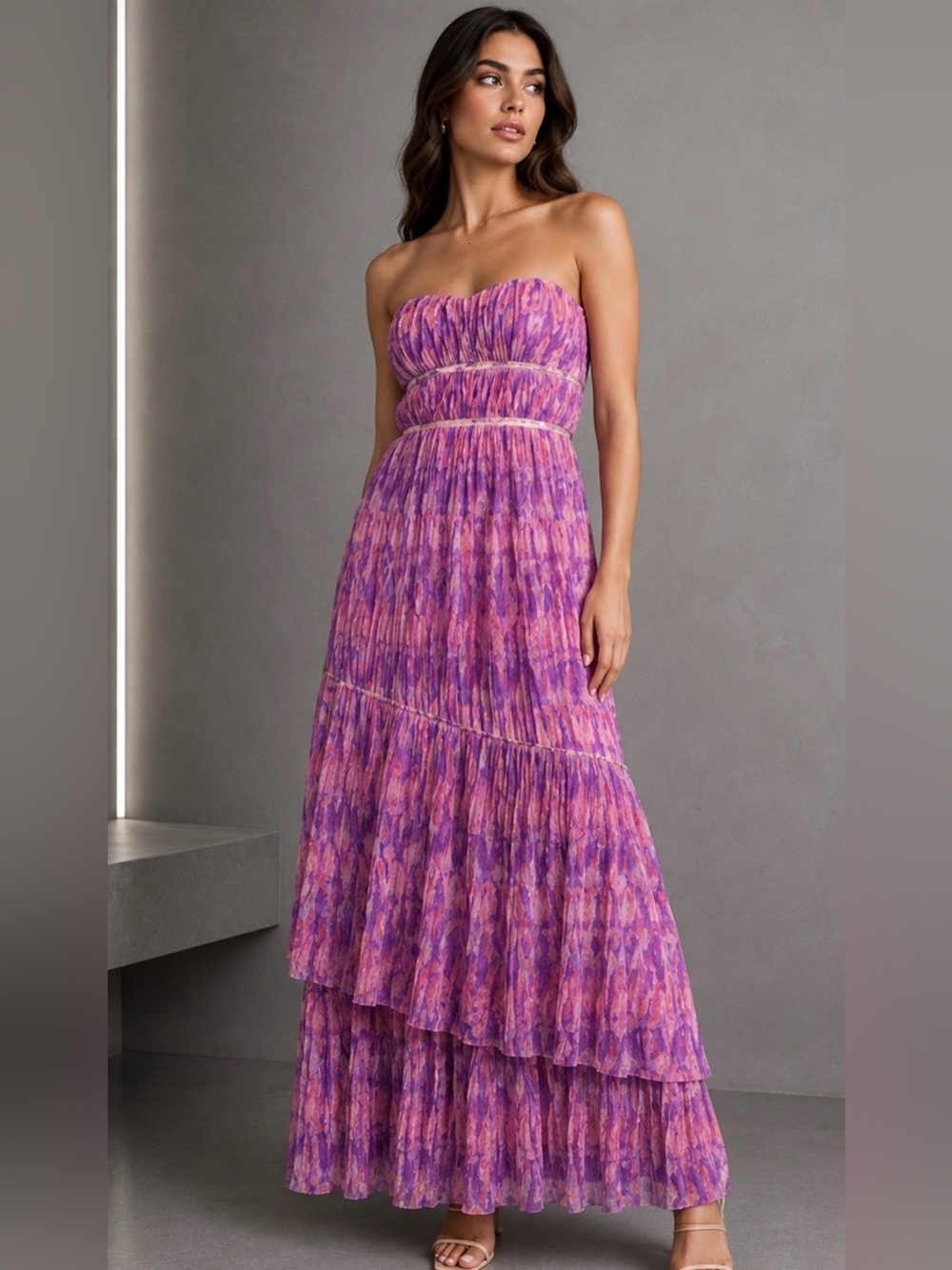 NEW Hutch Renza Strapless Tulle Tiered Gown, Size 8